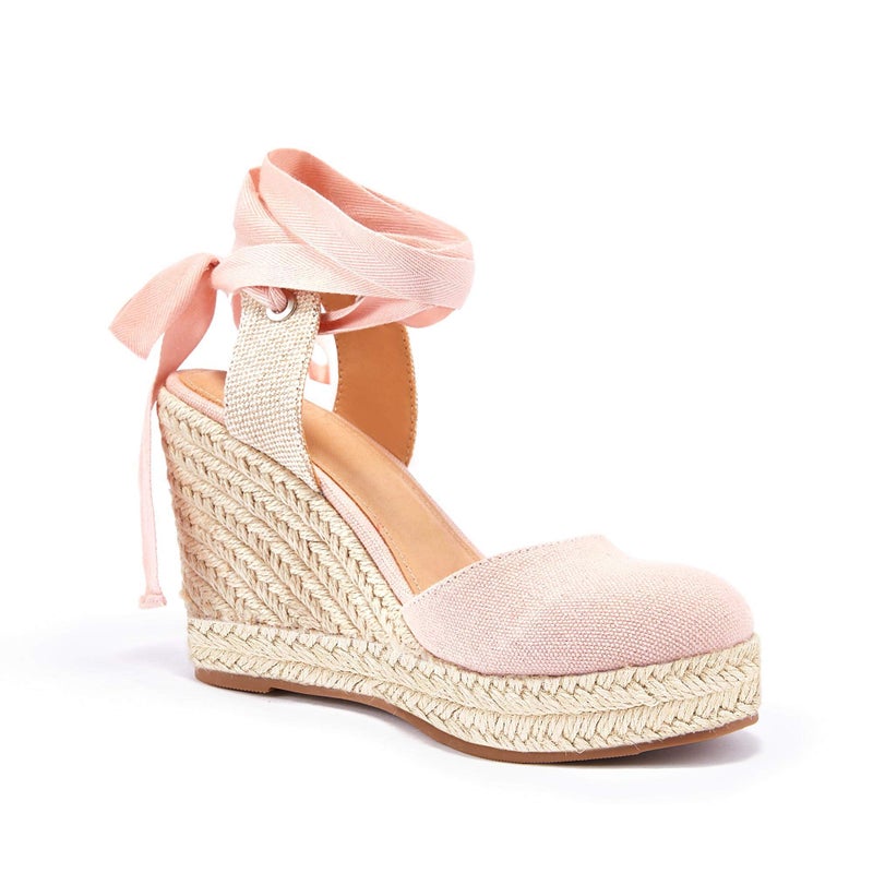 Ermonn Womens Espadrilles Wedge Sandals Platform Closed Toe Ankle Strap Lace Up Summer Shoes - Image 3